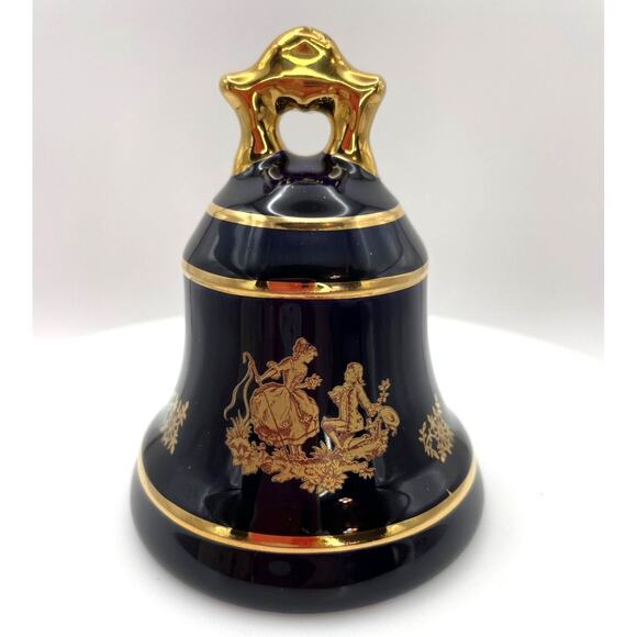Limoges Castel France Porcelain Bell, Cobalt Blue and 22K Gold, Made in France - Picture 1 of 10